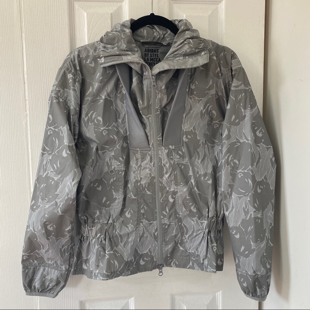 Adidas by Stella McCartney gray print windbreaker size small
